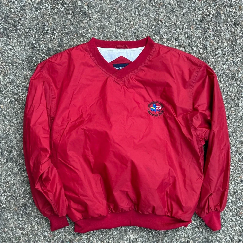 Sport-Tek Port Authority Amarillo Corvette Club Red V-Neck Windshirt Vintage M